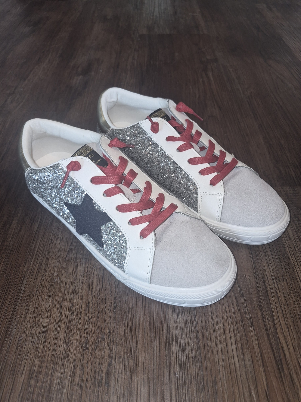 Vintage Havana Rush SILVER GLITTER Blue Star Womans Sneakers Sz 10